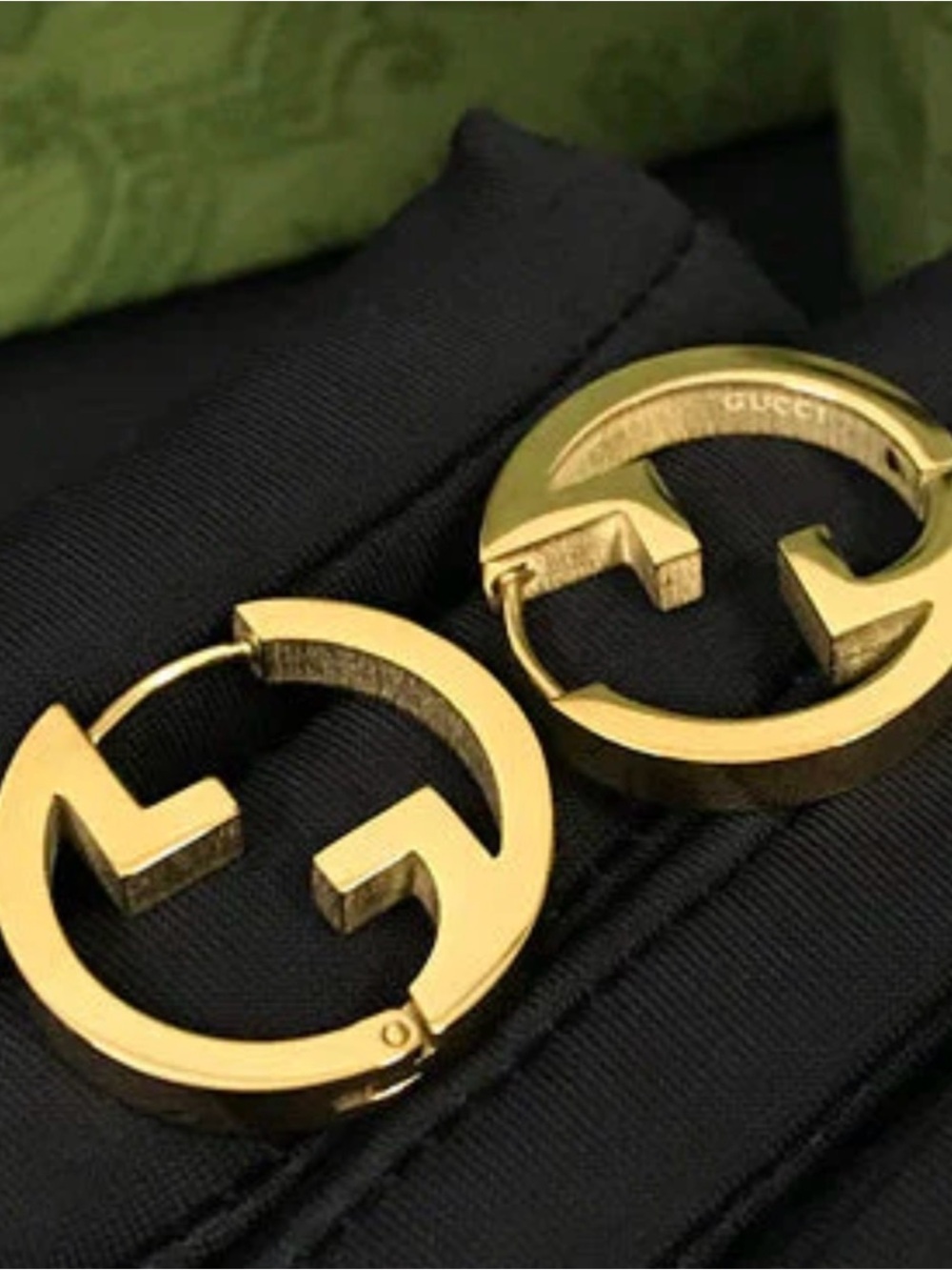 Designer Inspired Gold Double G Hoop Earrings